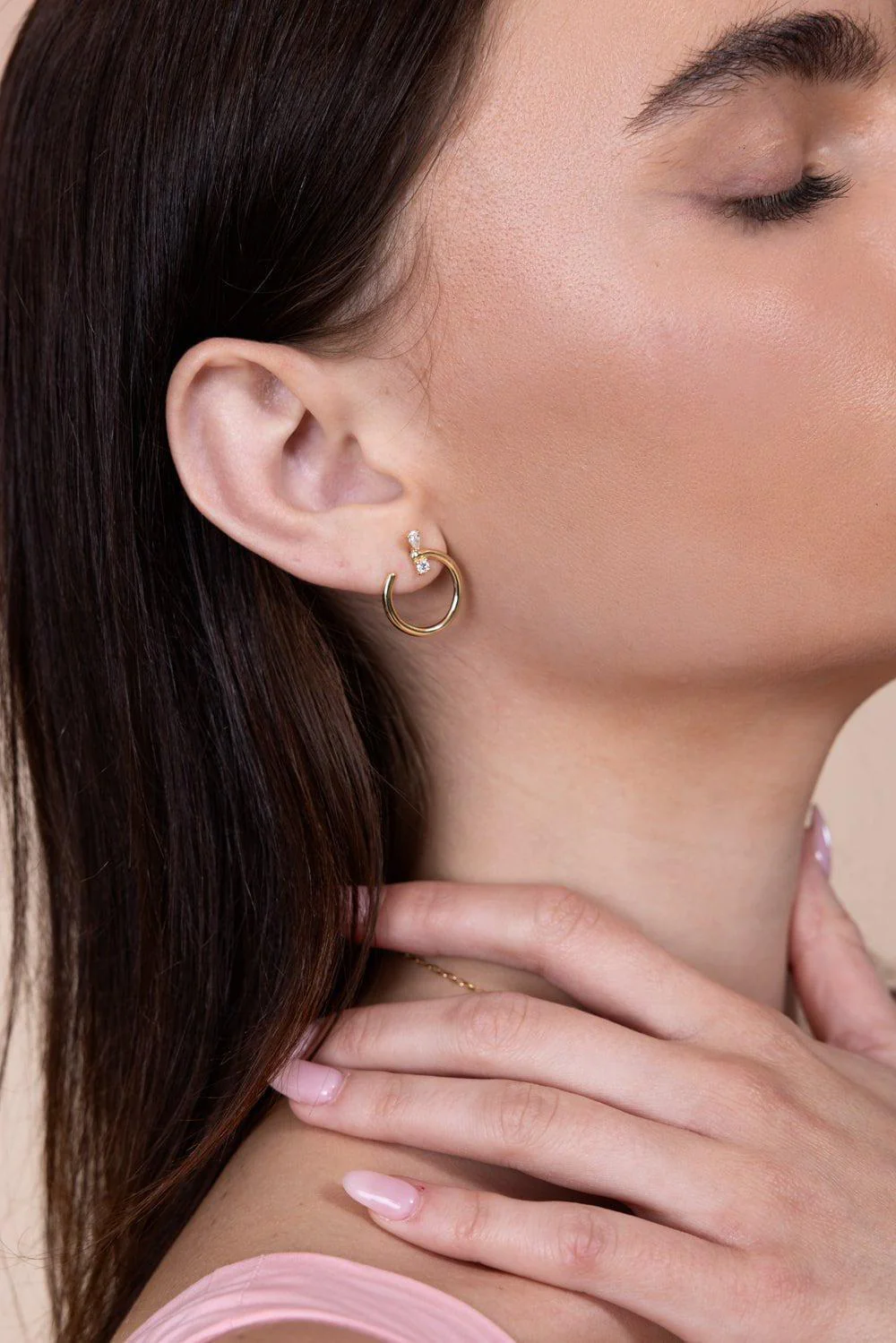 Large Pearl Galaxy Wrap Hoop Earrings - Image 3