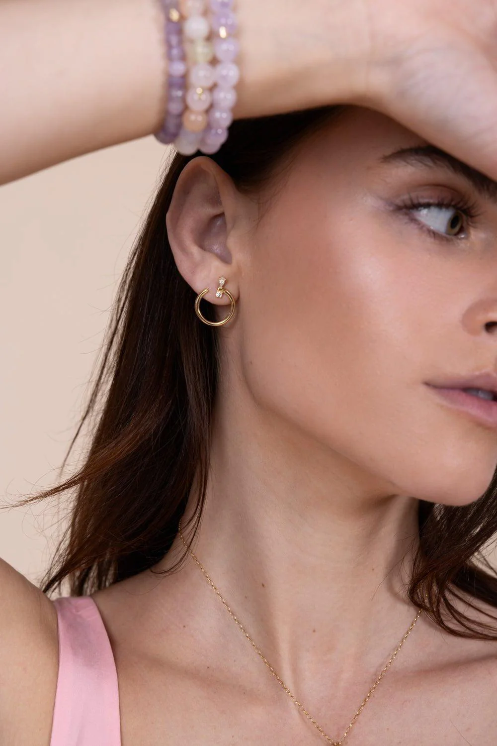 Large Pearl Galaxy Wrap Hoop Earrings - Image 4