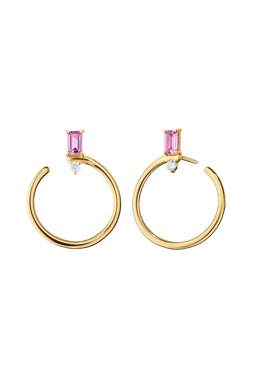Large Pink Sapphire Galaxy Wrap Hoop Earrings