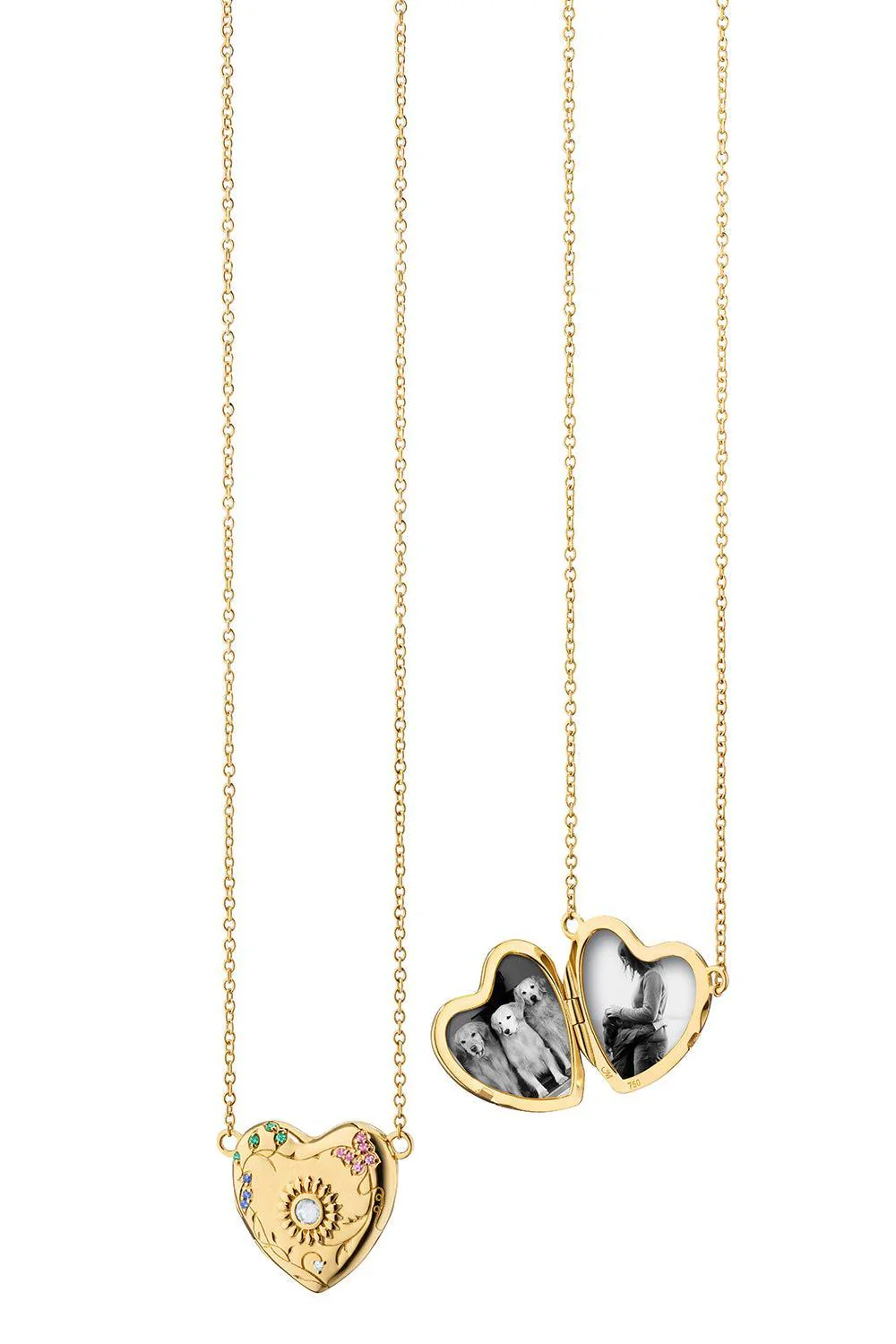 Multi Sapphire Diamond Secret Garden Heart Locket Necklace - Image 5