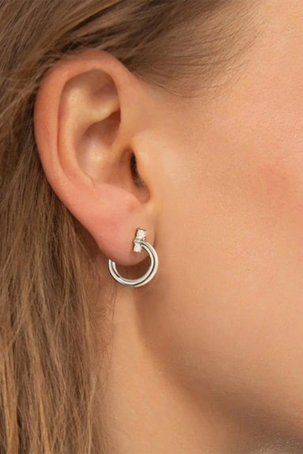 Small Galaxy Wrap Hoop Earrings - Silver - Image 2