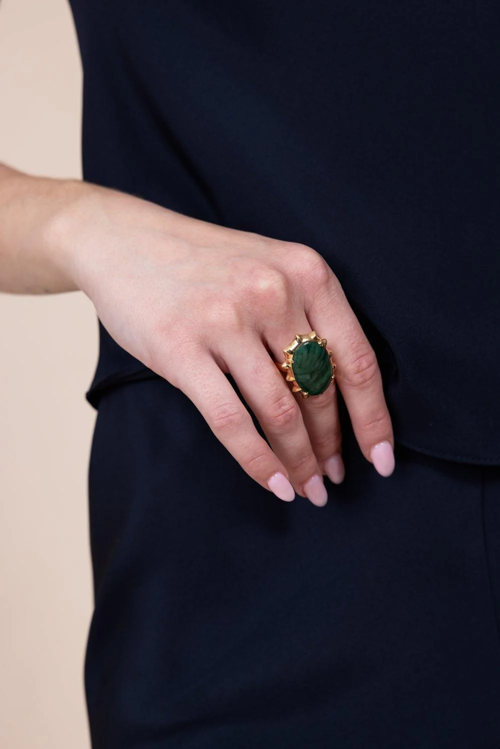 SPECIAL EDITION “HAPPINESS” GREEN QUARTZ SUN RING - Image 3