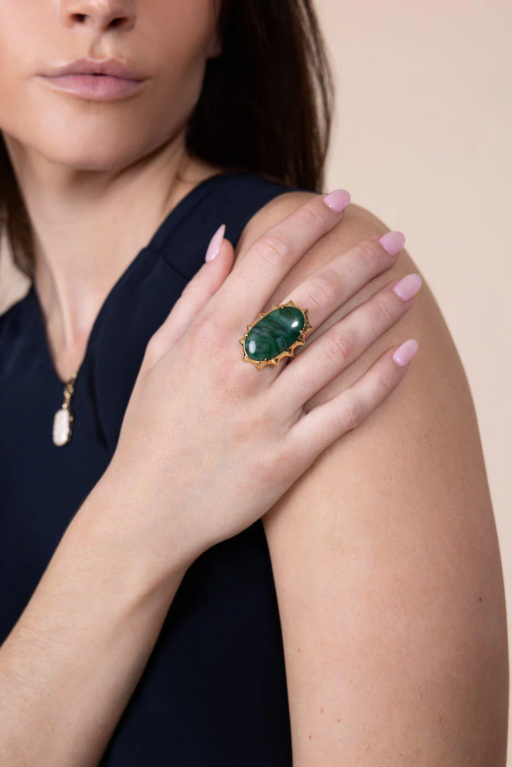 SPECIAL EDITION “HAPPINESS” GREEN QUARTZ SUN RING - Image 4