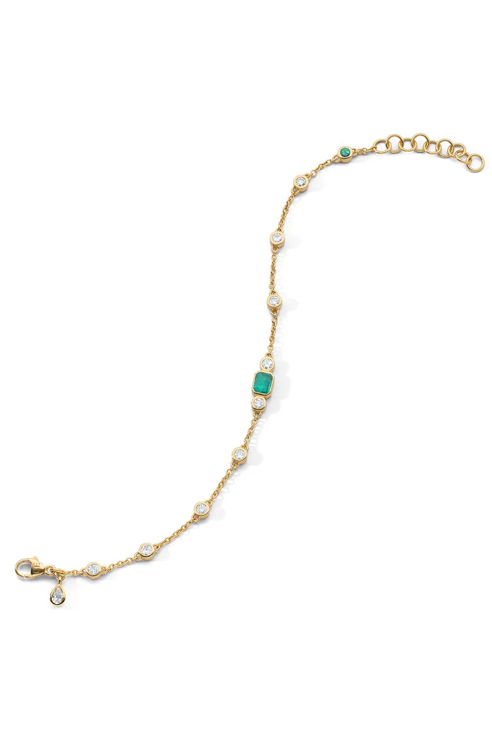 Staggered Emerald Diamond Tennis Bracelet