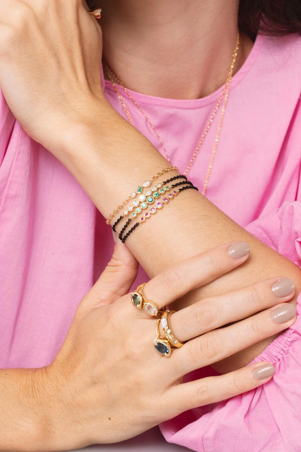 Trio Diamond Emerald Tennis Bracelet - Image 2