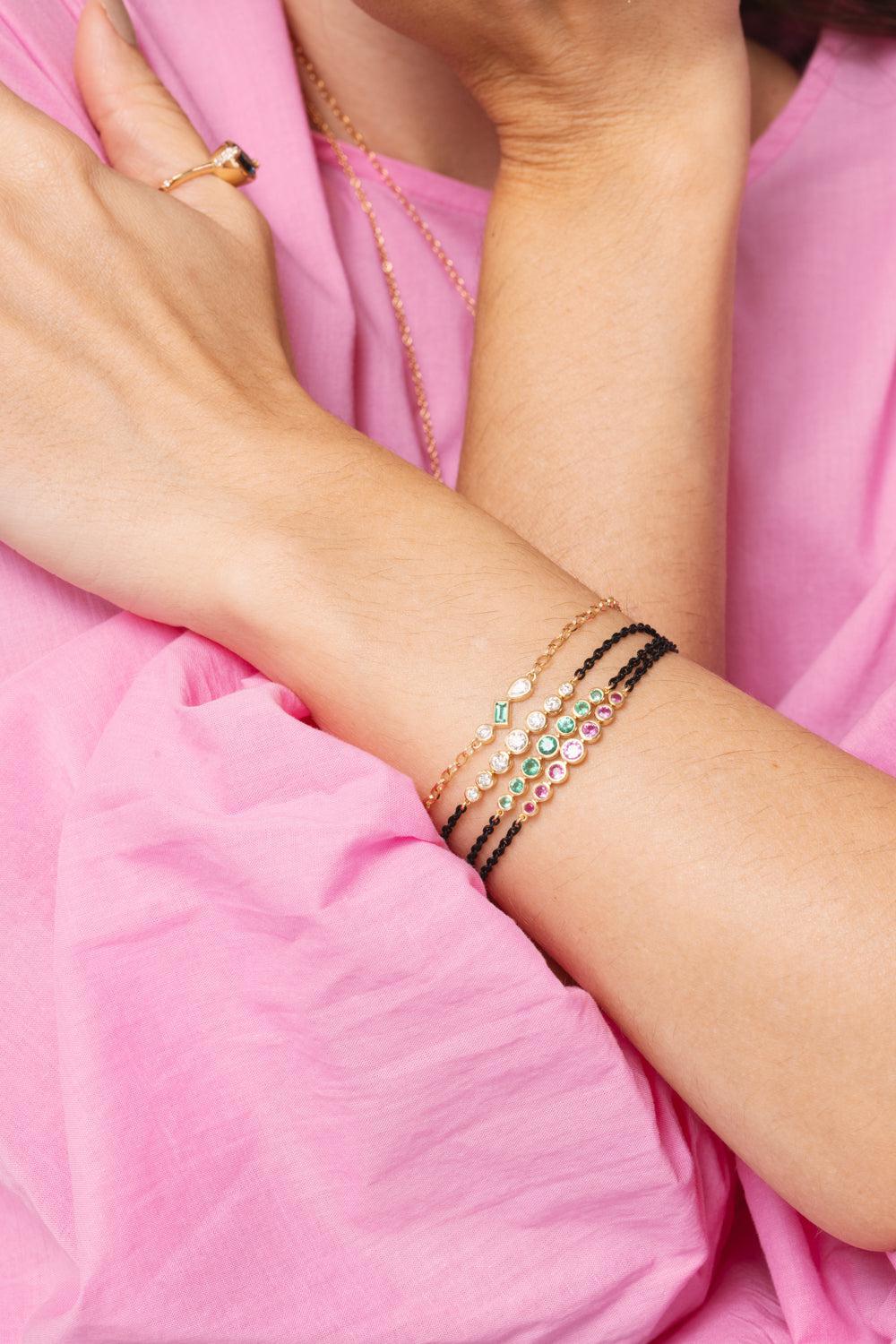 Trio Diamond Emerald Tennis Bracelet - Image 4