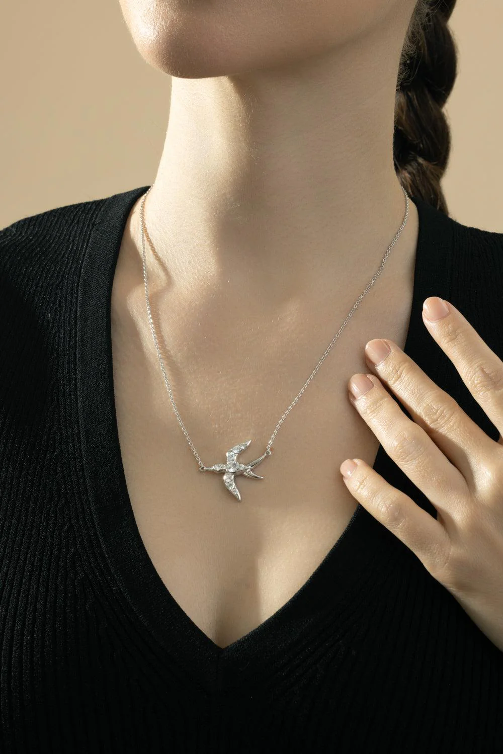 White Sapphire Freedom Swallow Necklace - Image 2
