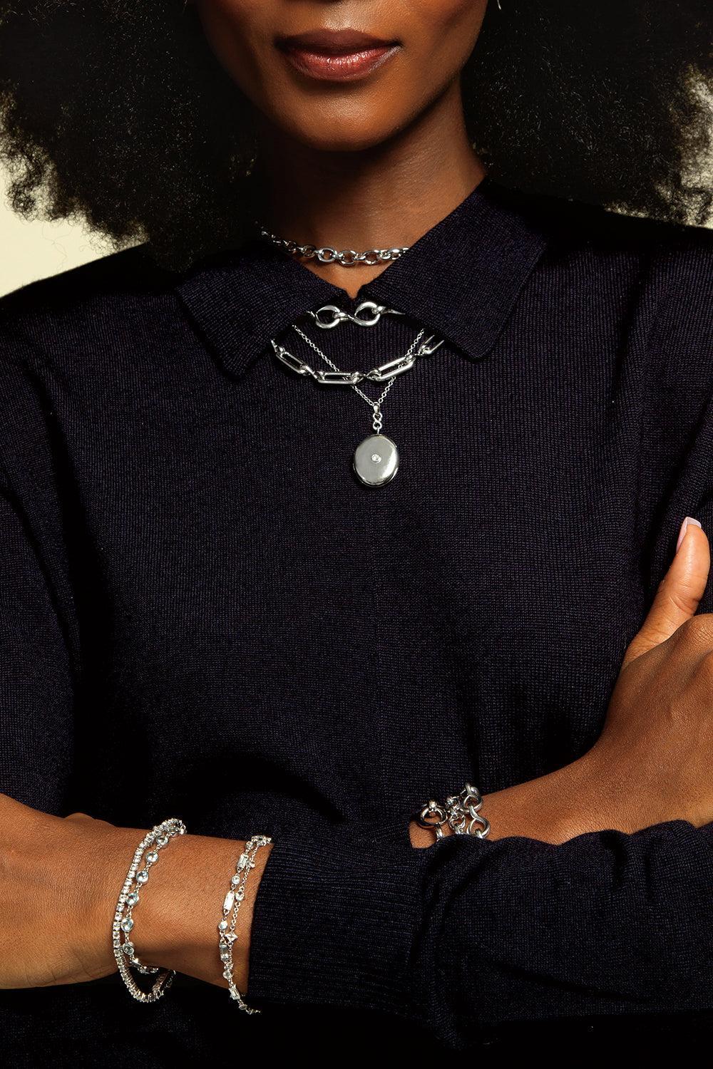 White Sapphire Infinity Locket Necklace - Image 2