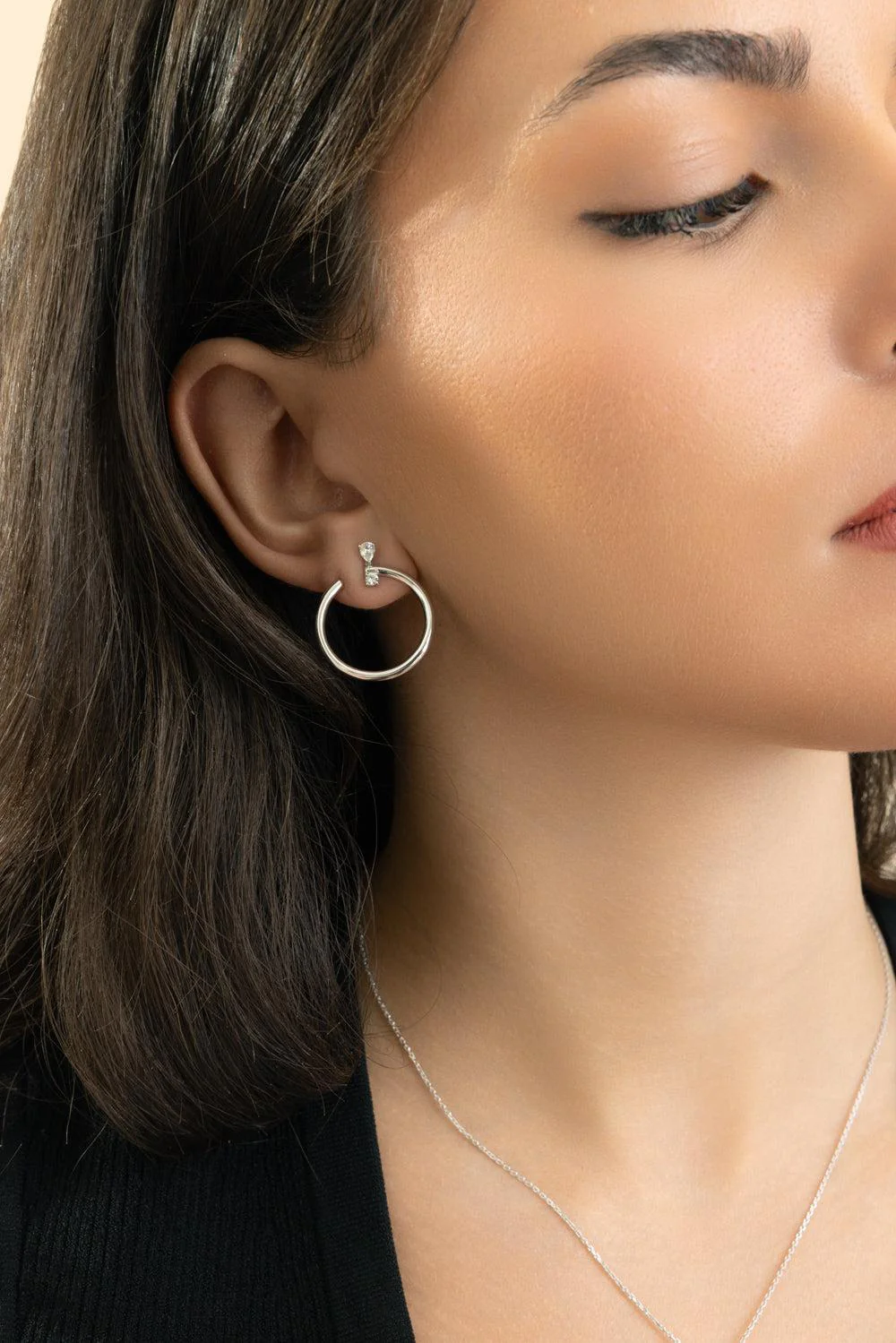 White Sapphire Large Galaxy Wrap Hoop Earrings - Image 3
