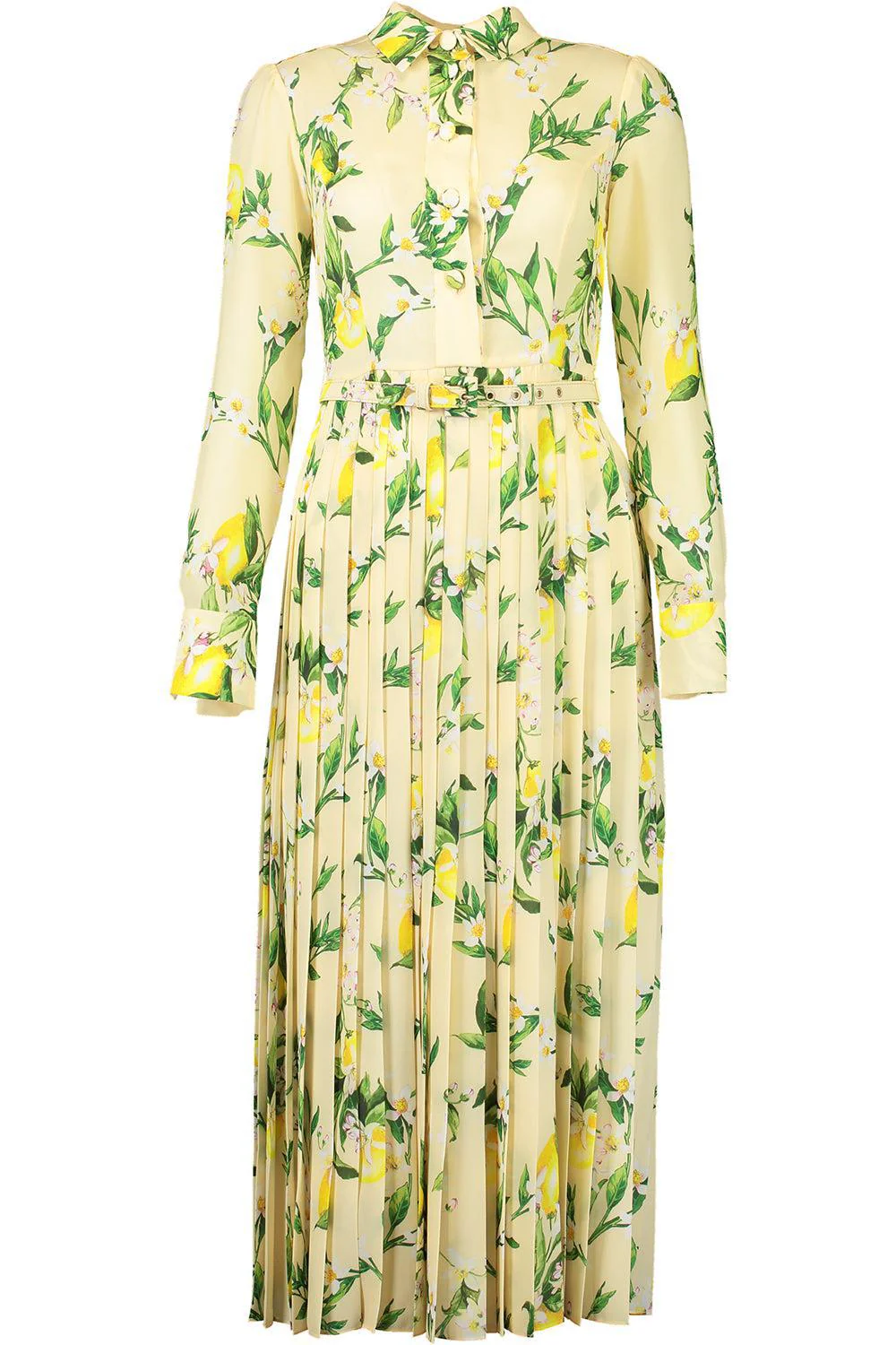 Long Sleeve Pleated Midi Dress