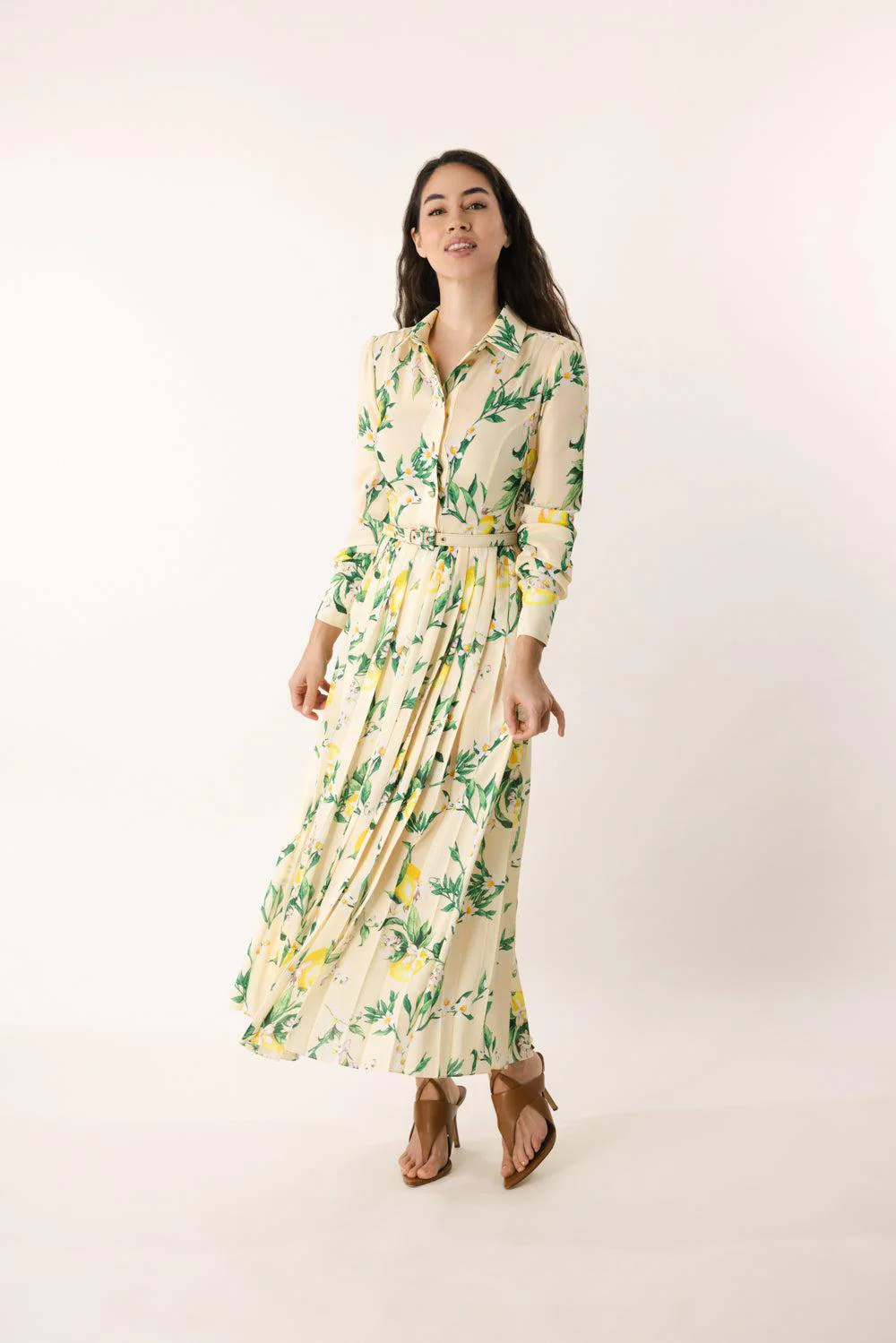 Long Sleeve Pleated Midi Dress - Image 2