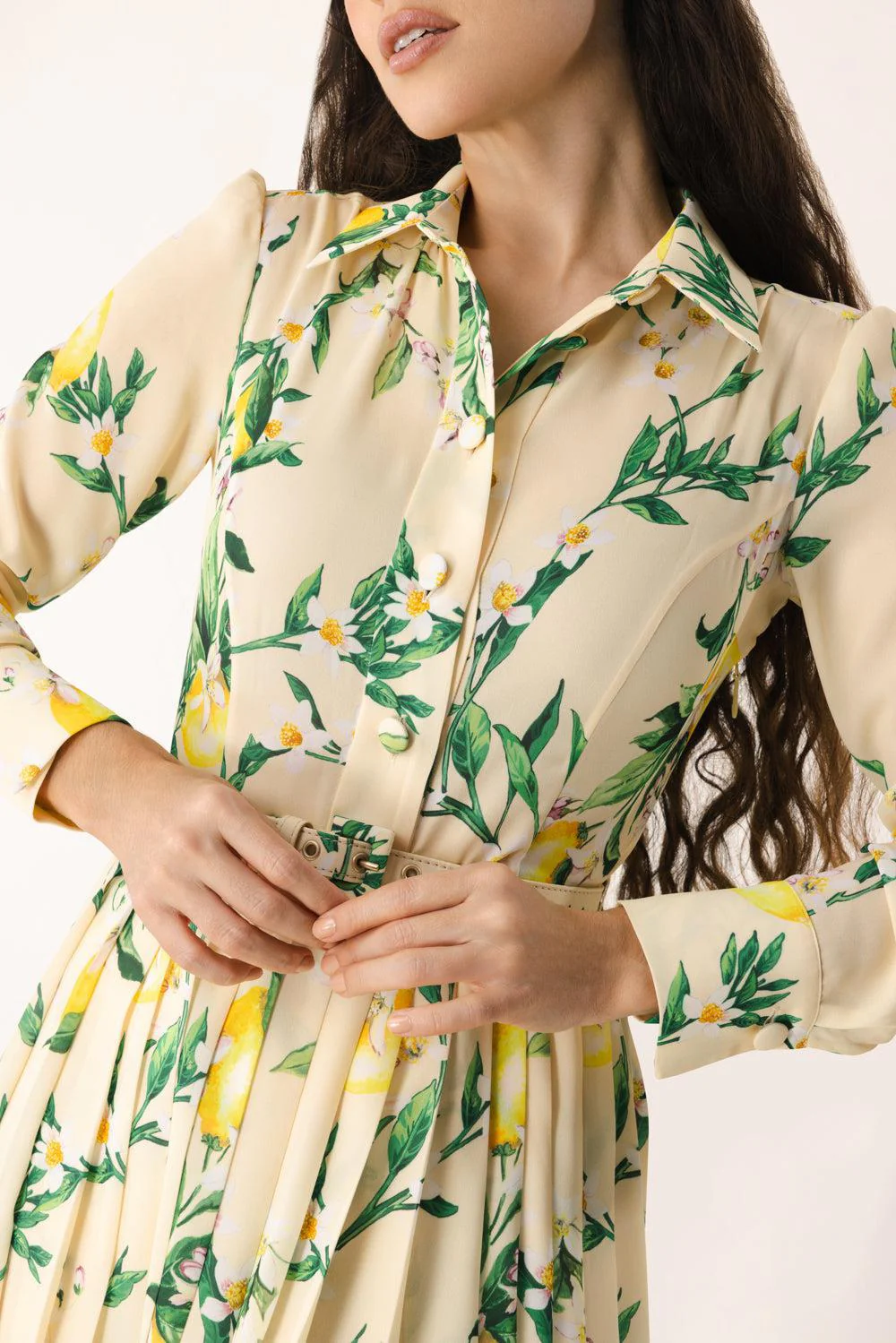 Long Sleeve Pleated Midi Dress - Image 3
