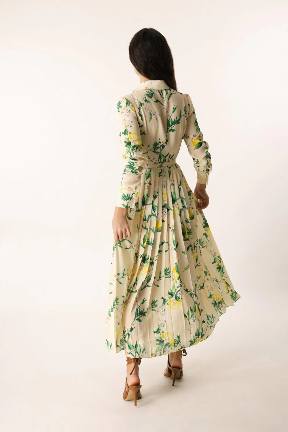 Long Sleeve Pleated Midi Dress - Image 4