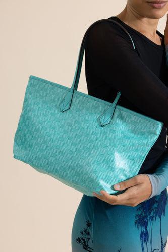 Saint Tropez Small Zip Tote - Turquoise Natural - Image 3