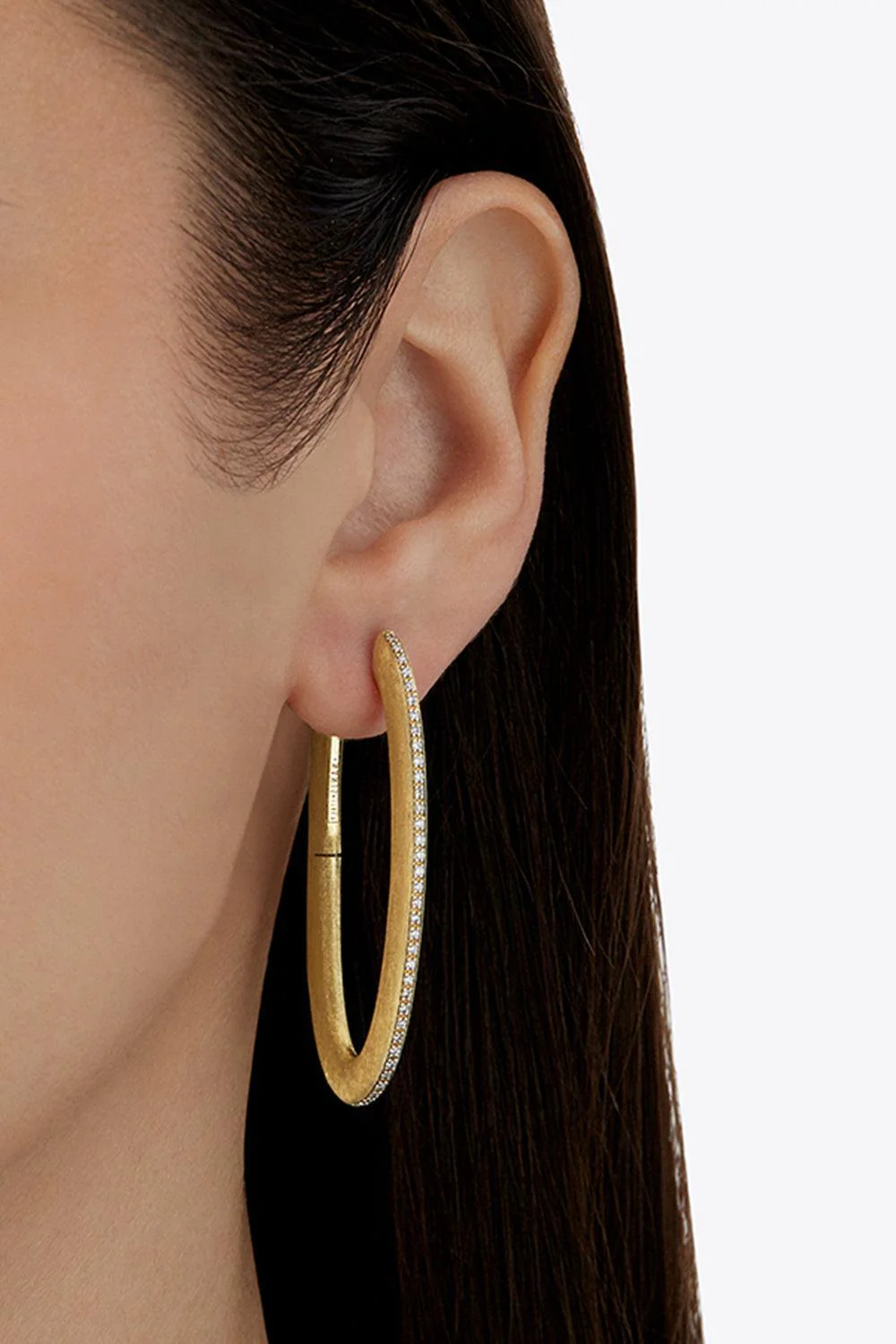 Diamond Big Oval Libera Icon Hoop Earrings - Image 3