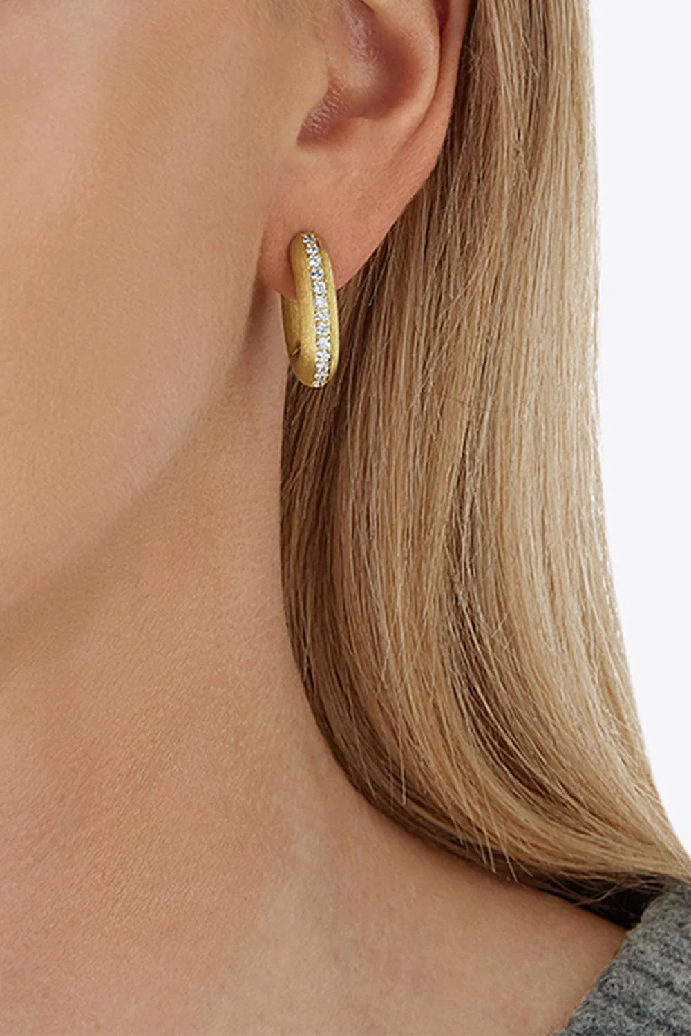 Diamond Line Libera Huggie Earrings - Image 2
