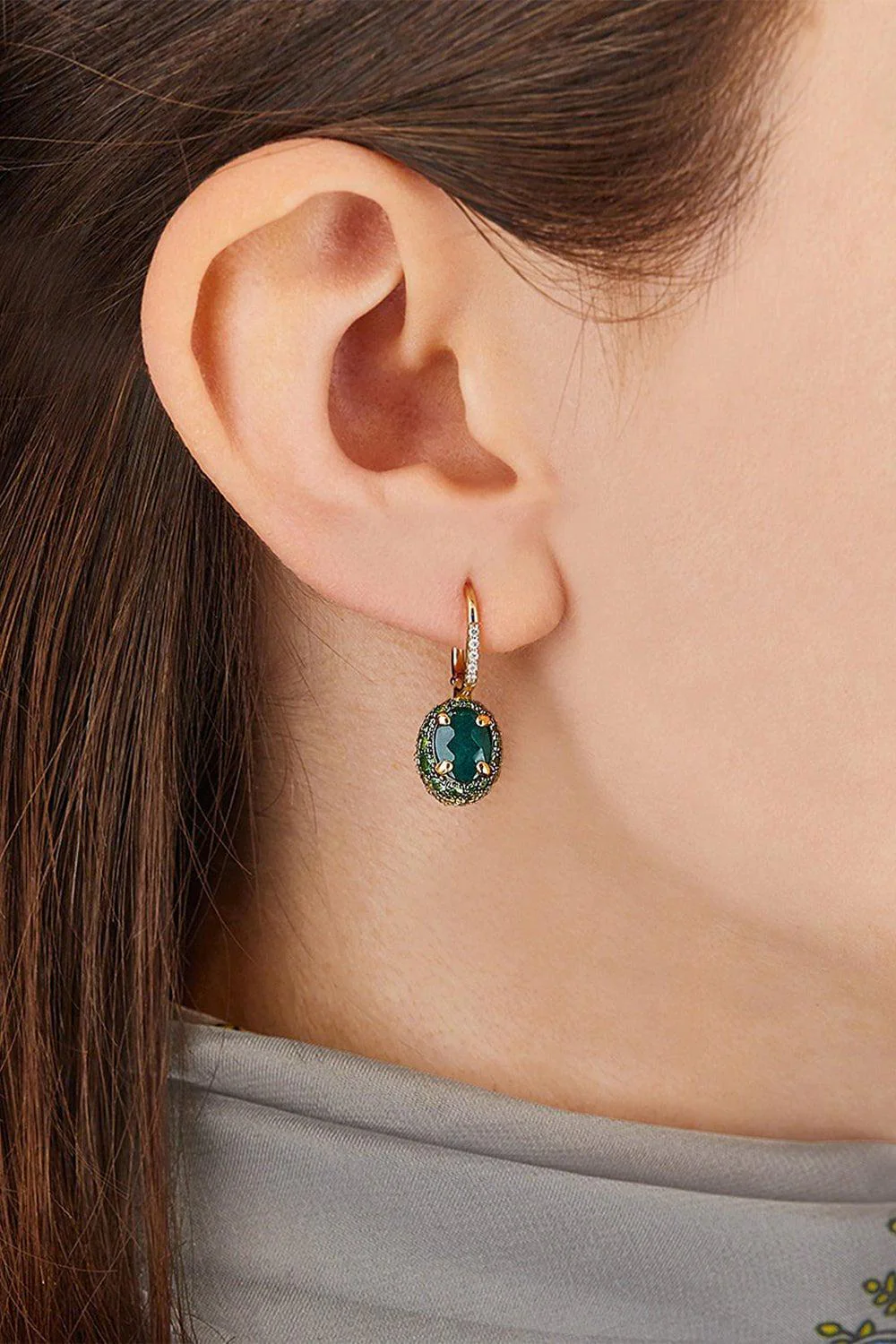 Reverse Small Labradorite Drop Earrings - Image 3