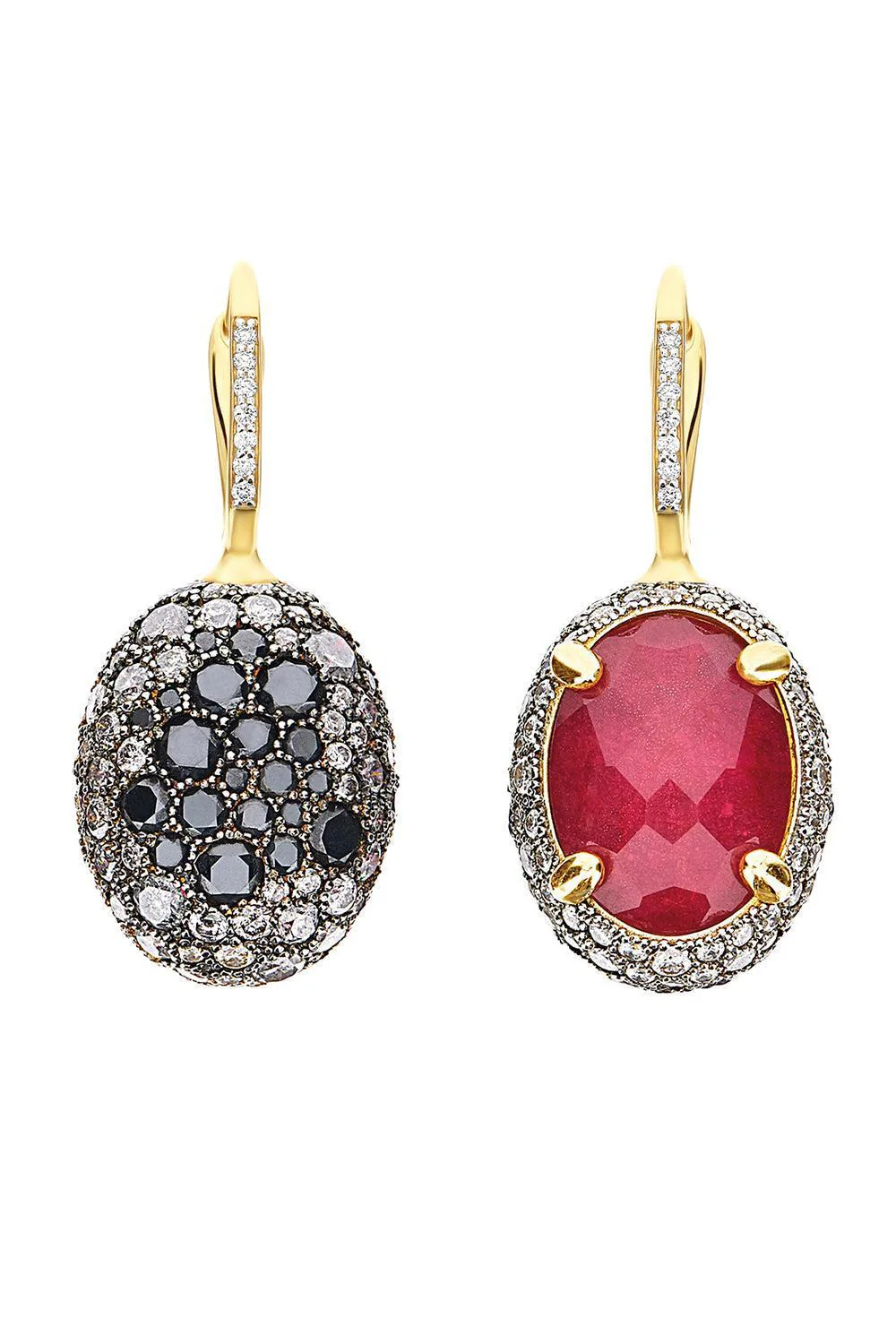 Ruby Diamond Reverse Ciliegine Double Face Drop Earrings