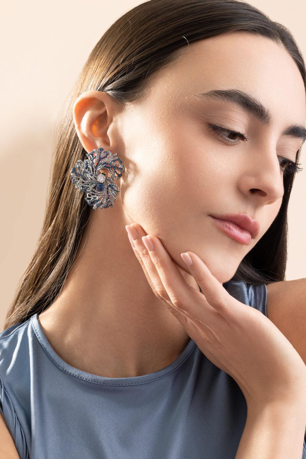 Blue Sapphire Diamond Blue Ophelia Earrings - Image 3