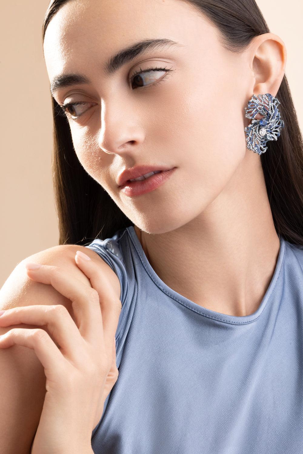 Blue Sapphire Diamond Blue Ophelia Earrings - Image 4