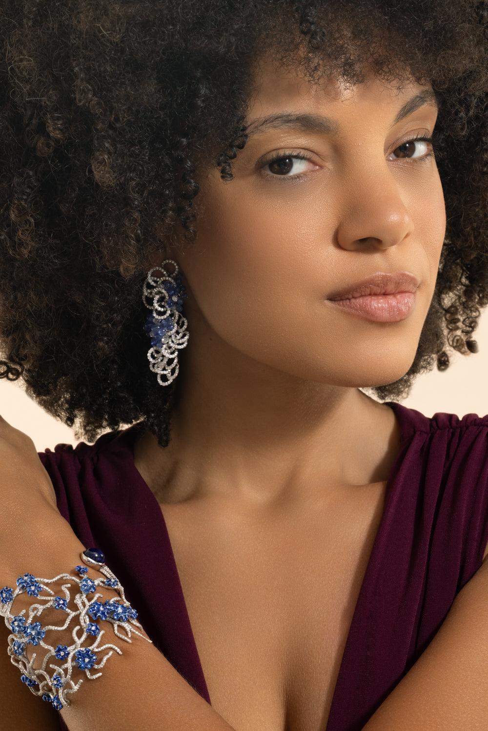 Blue Sapphire Diamond Talia Earrings - Image 3