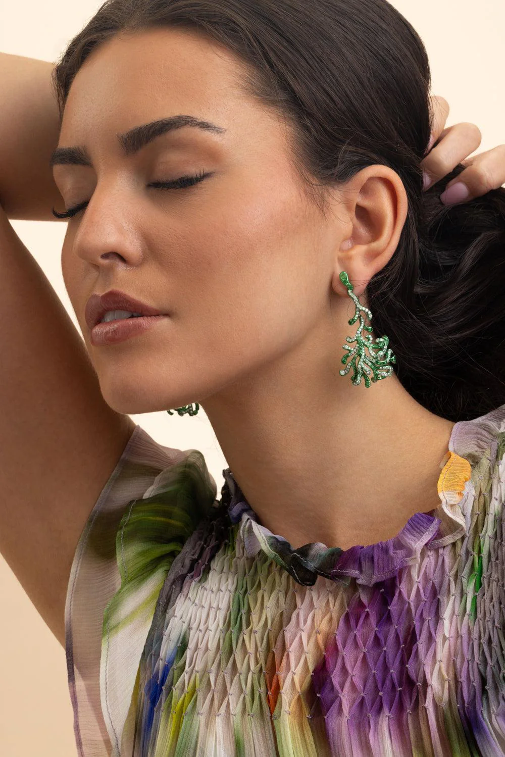 Diamond Tsavorite Cadence Nadia Earrings - Image 2
