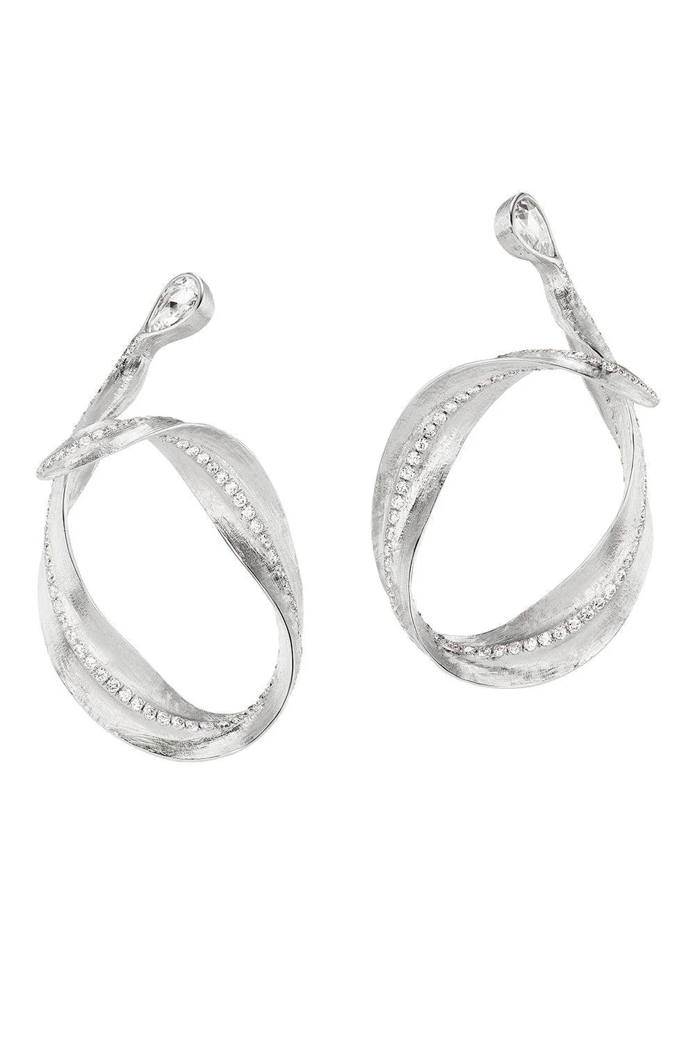 Mixed Diamond Feuille Callista Hoop Earrings