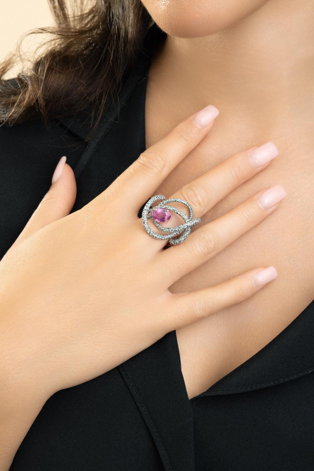 Pink Sapphire Green Garnet Kephi Ring - Image 4