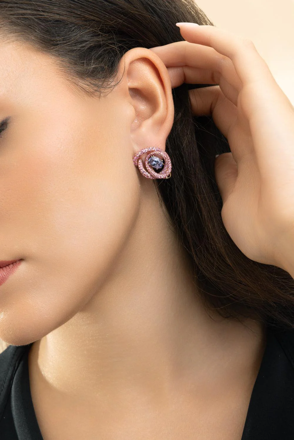 Violet Pink Sapphire Kephi Irita Earrings - Image 3
