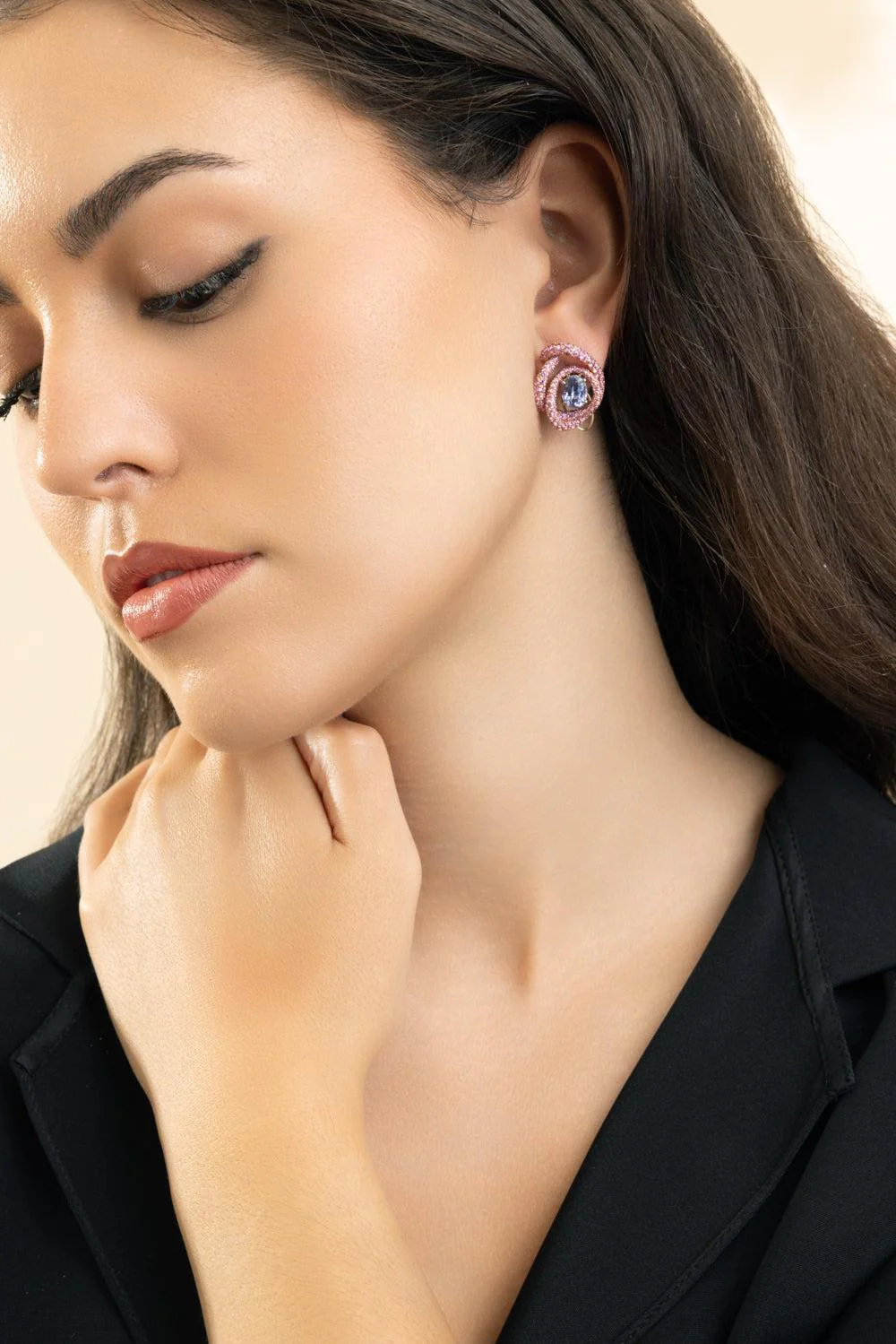 Violet Pink Sapphire Kephi Irita Earrings - Image 4