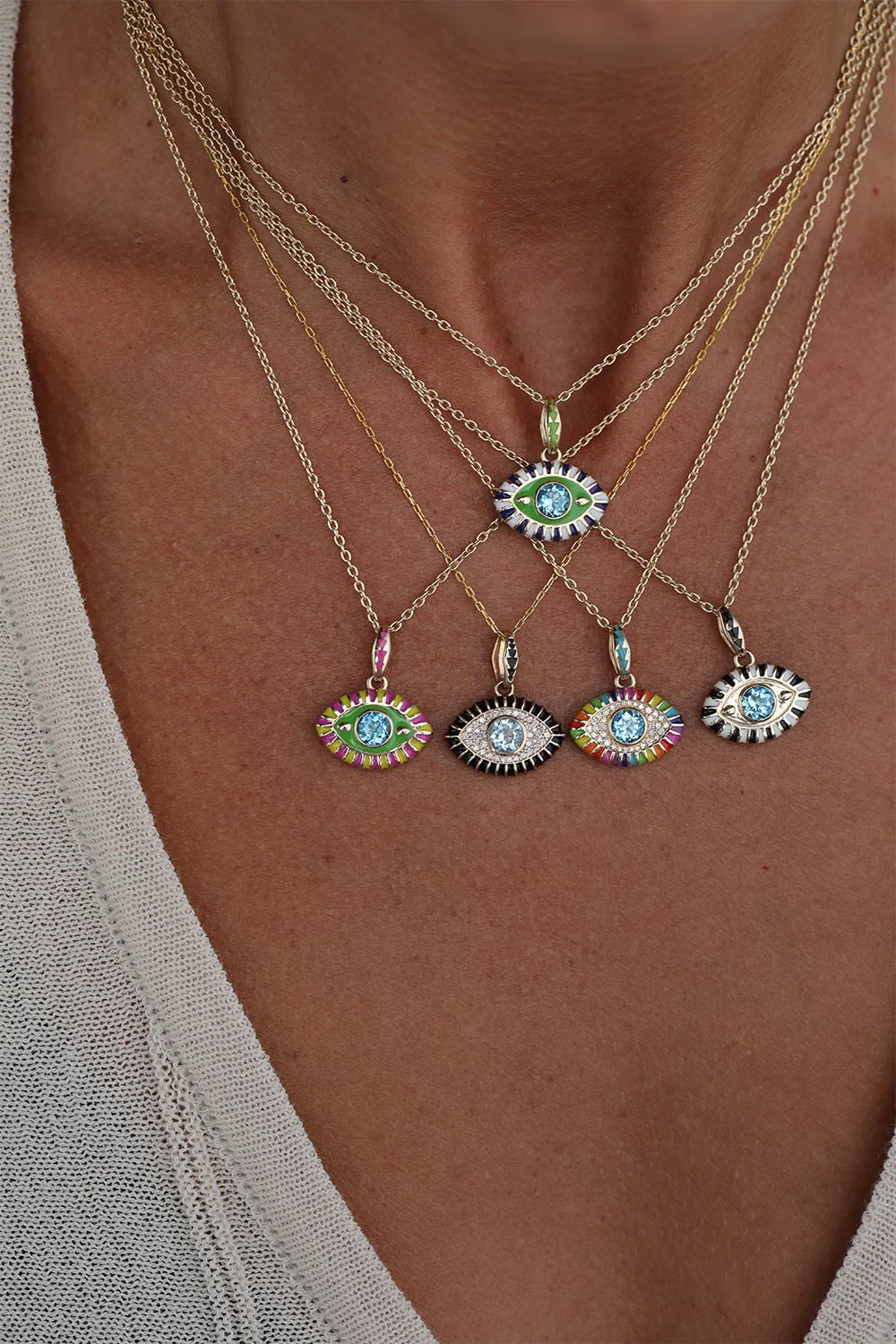 Blue Topaz Diamond Life In Colour Pendant Necklace - Image 2