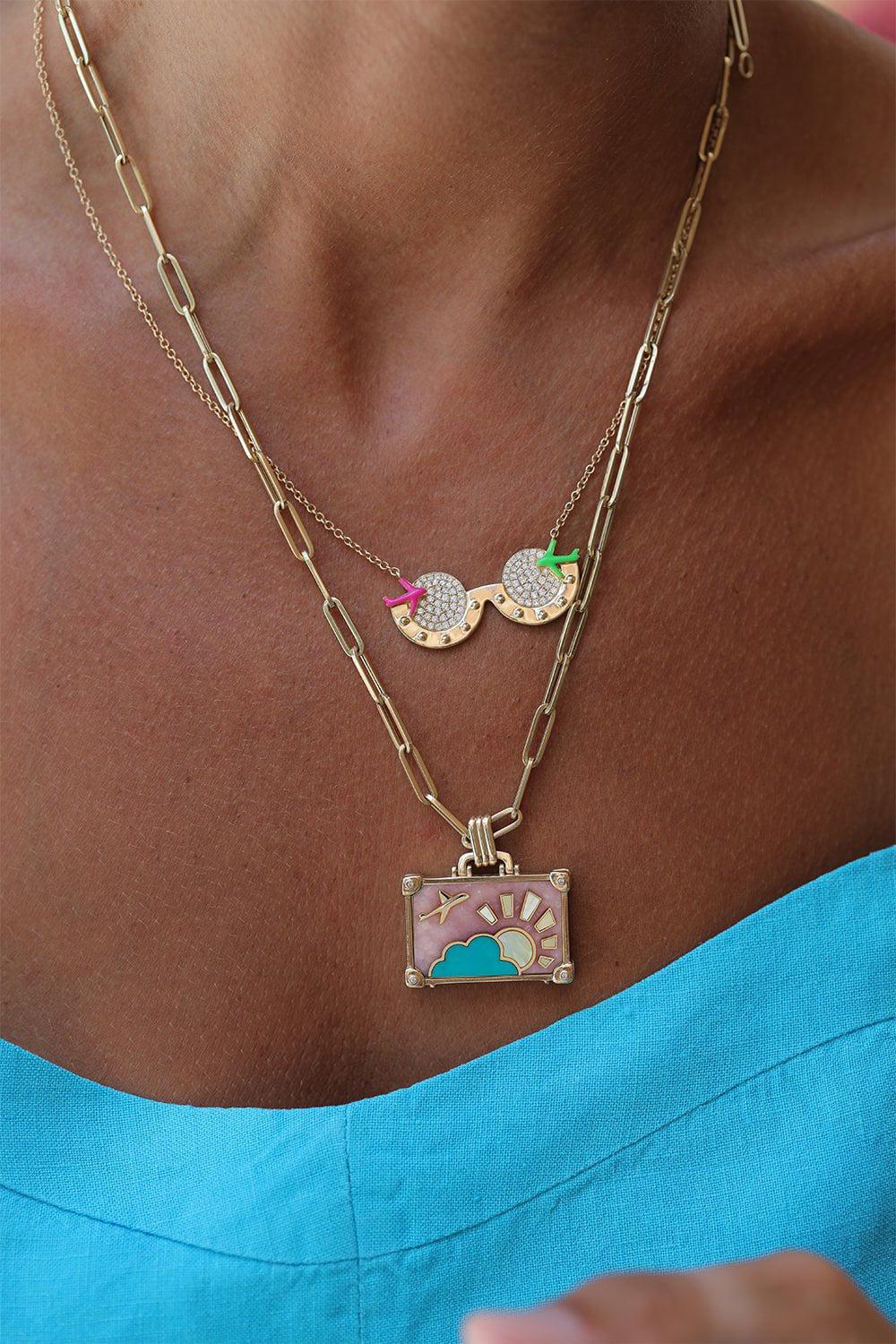 Large Flamingo Sunset Suitcase Necklace - Image 6