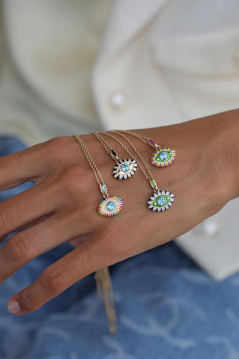 Life In Colour Pink Eye Pendant Necklace - Image 2