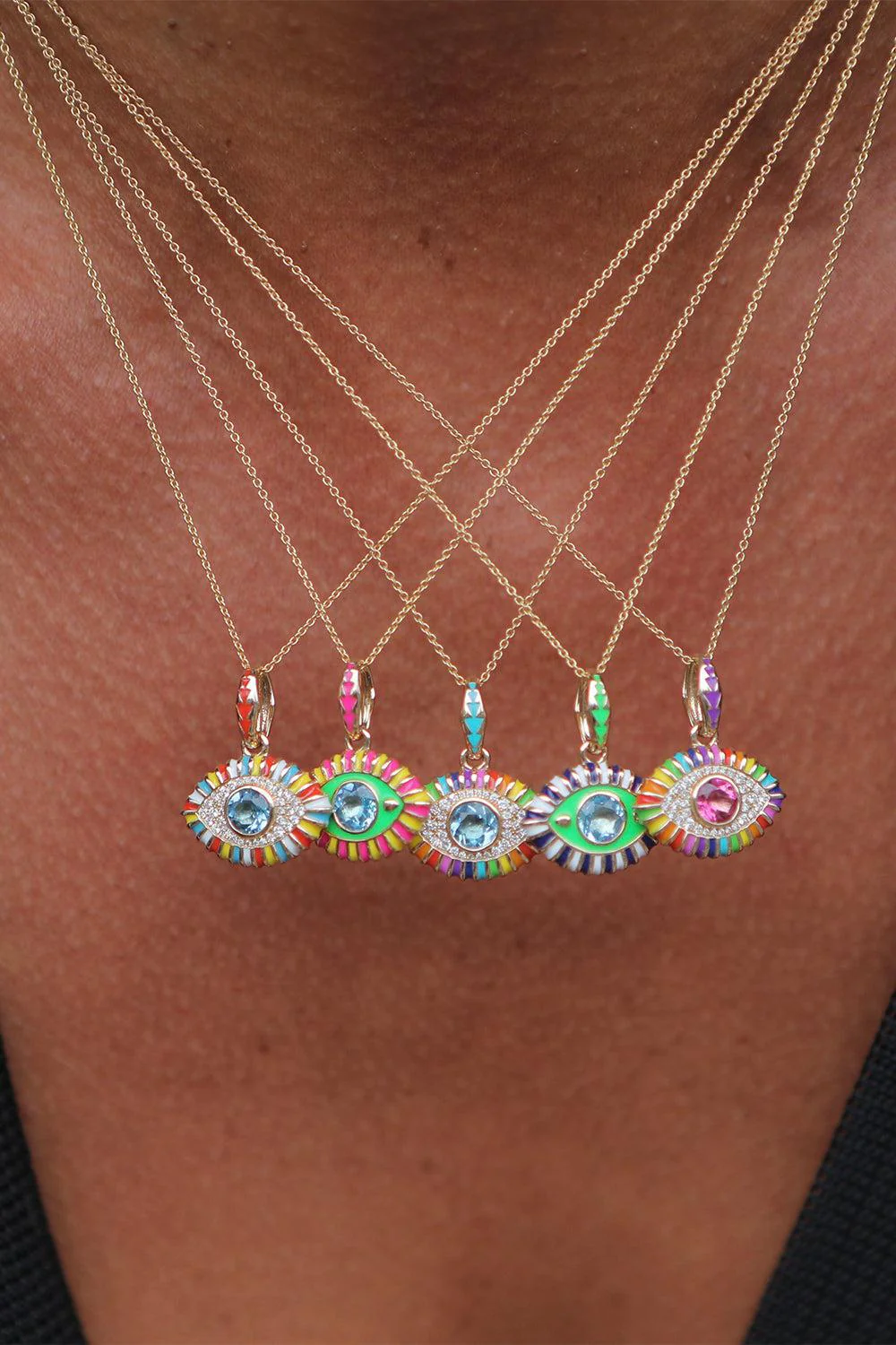 Life In Colour Pink Eye Pendant Necklace - Image 4