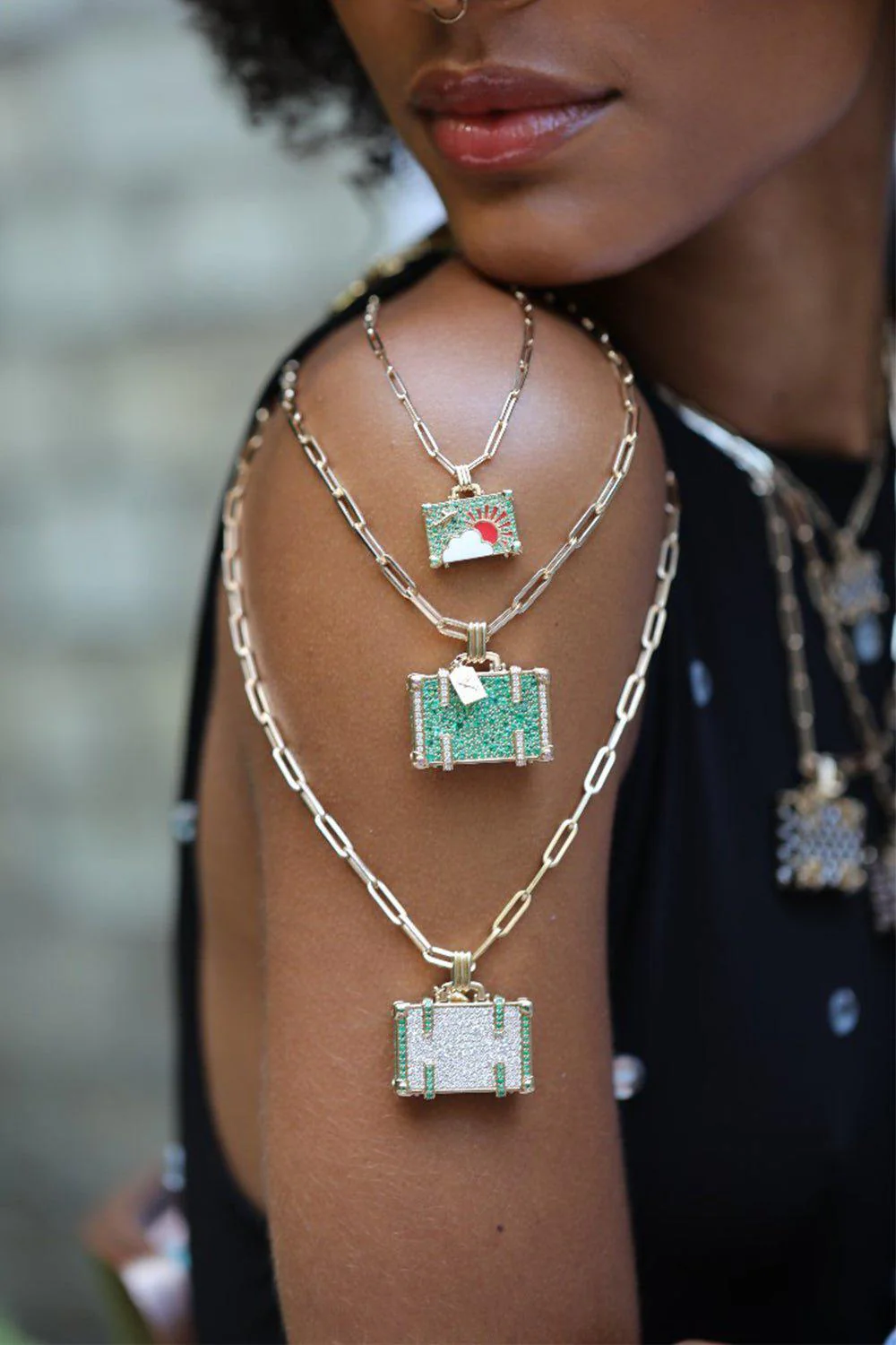 Small Diamond Weekend Trip Suitcase Necklace - Image 2