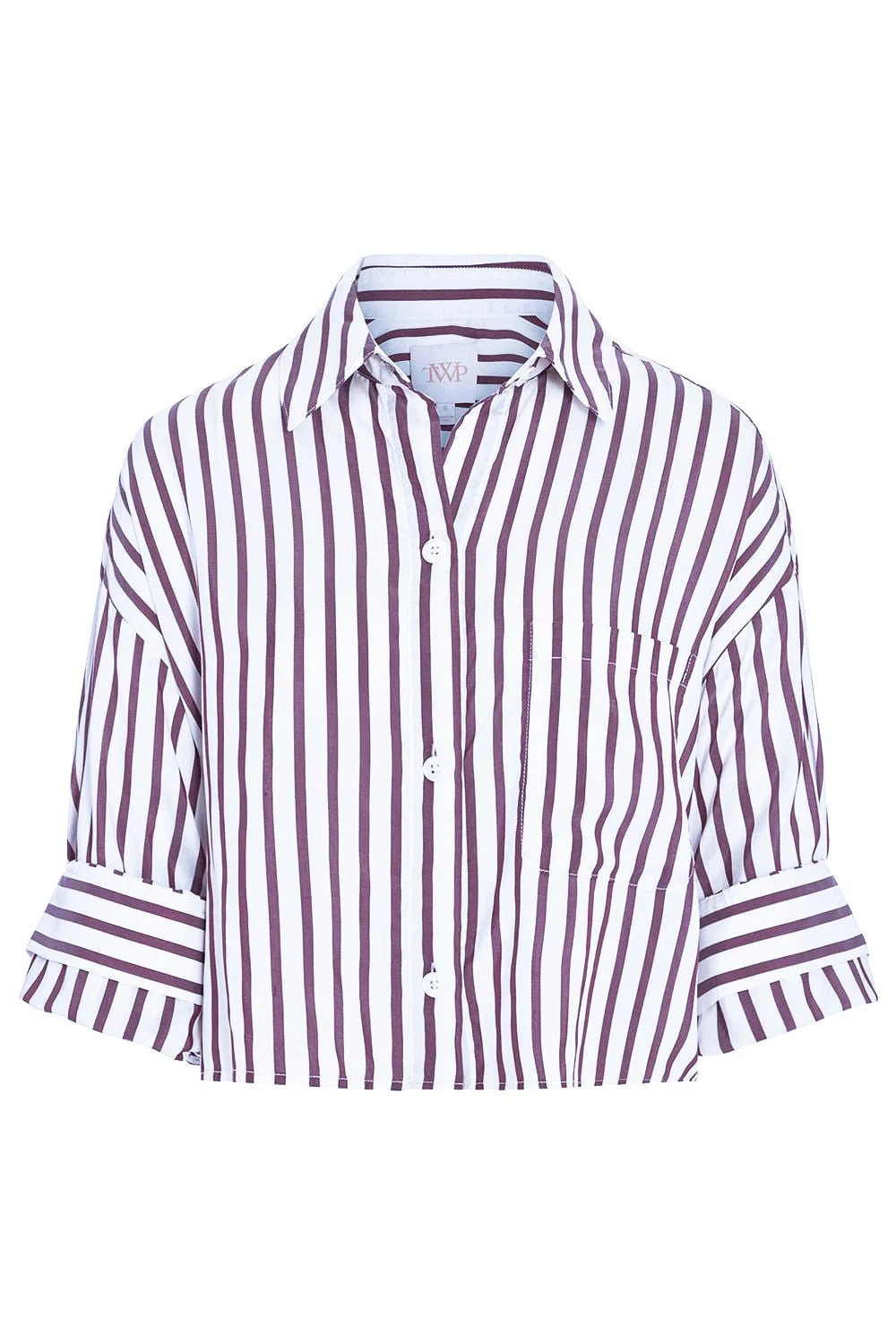 Next Ex Silk Shirt - White Brown Stripe