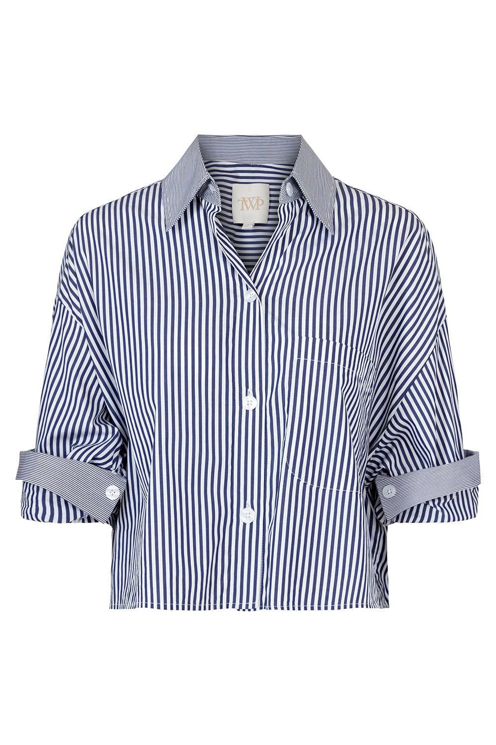 Next Ex Silk Shirt - Wide Midnight Stripe