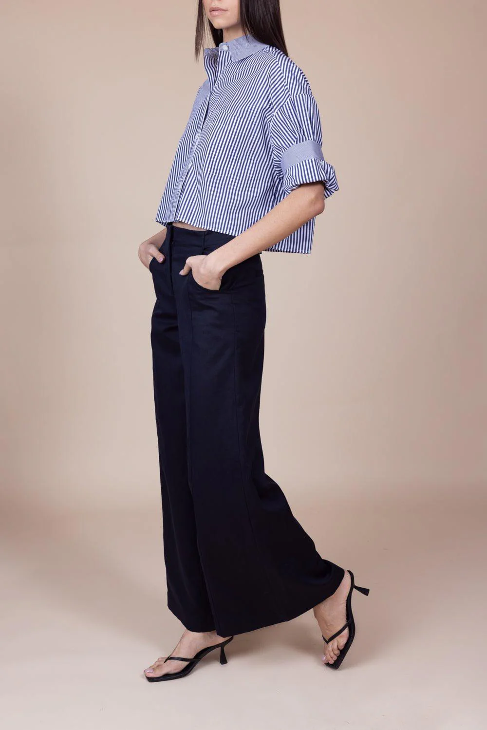 Next Ex Silk Shirt - Wide Midnight Stripe - Image 5