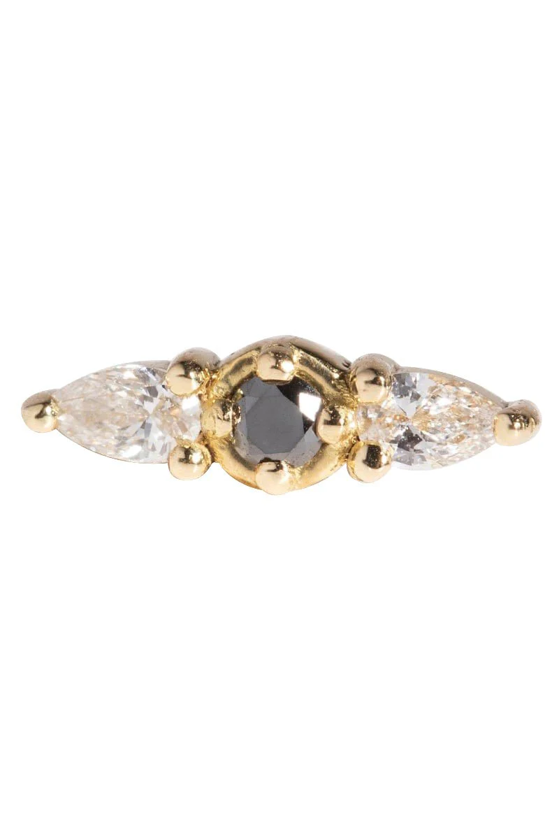 'Nine' Black & White Diamond Stud