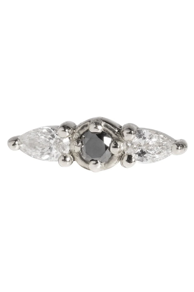 'Nine' Black & White Diamond Stud - Image 3
