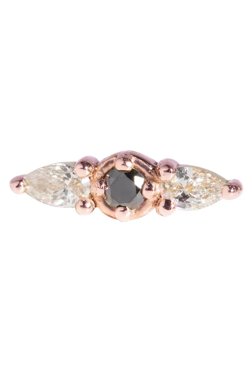 'Nine' Black & White Diamond Stud - Image 4