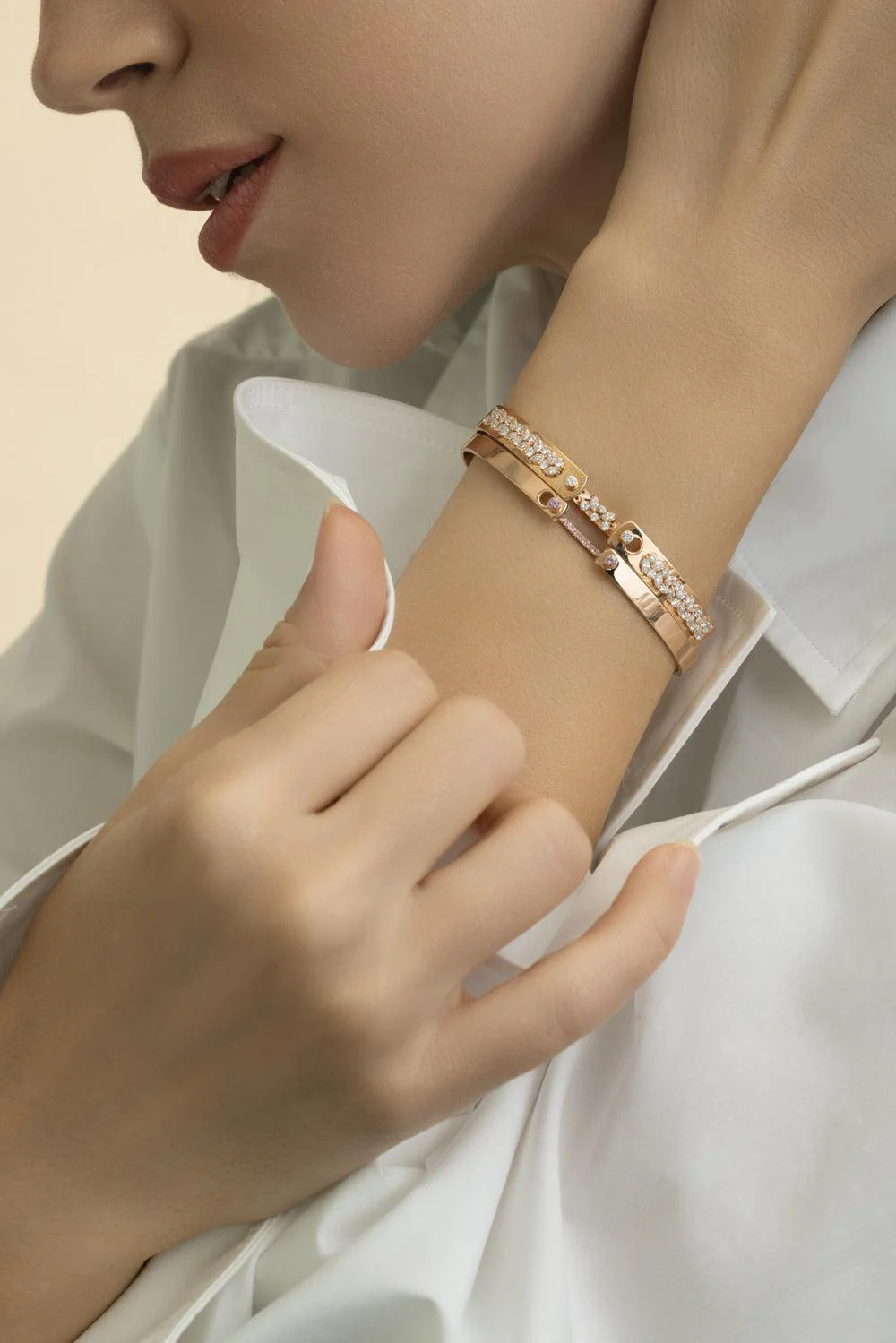 Baby Pink Mood Bangle Bracelet - Rose Gold - Image 2