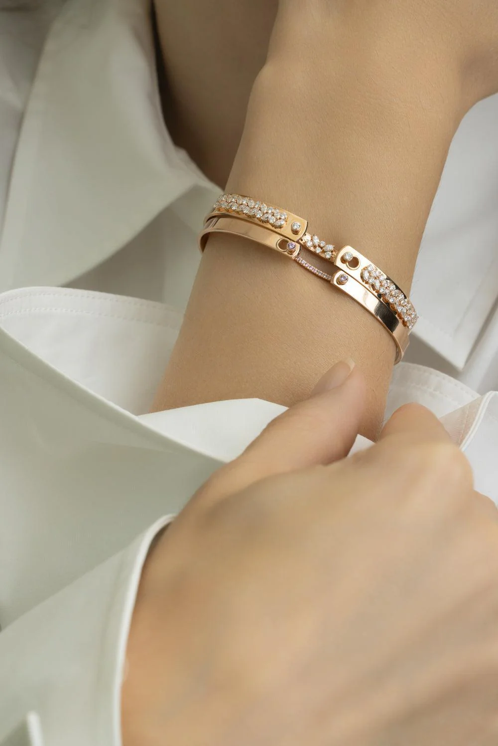 Baby Pink Mood Bangle Bracelet - Rose Gold - Image 3
