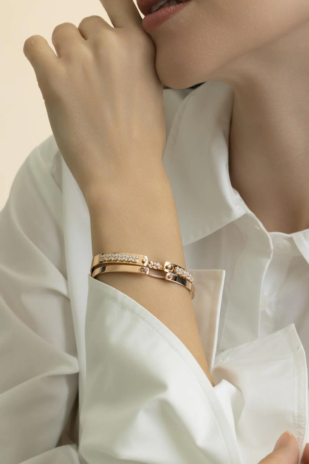 Baby Pink Mood Bangle Bracelet - Rose Gold - Image 4