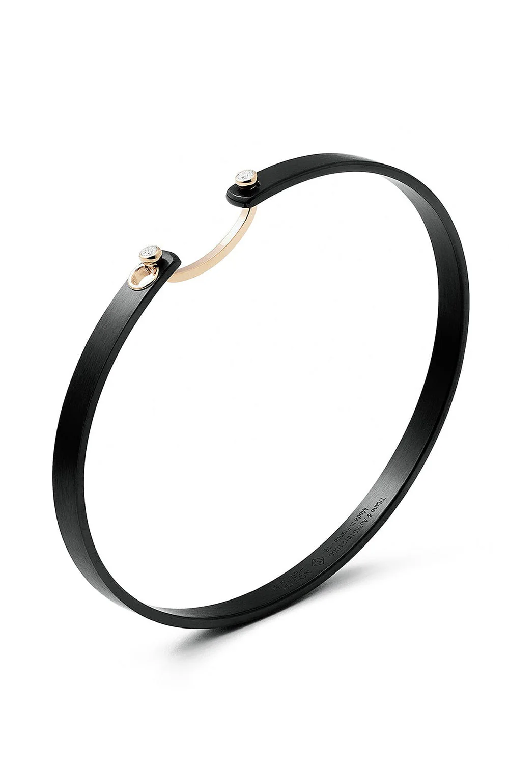 Diamond Titanium Mood Bangle Bracelet - Yellow Gold