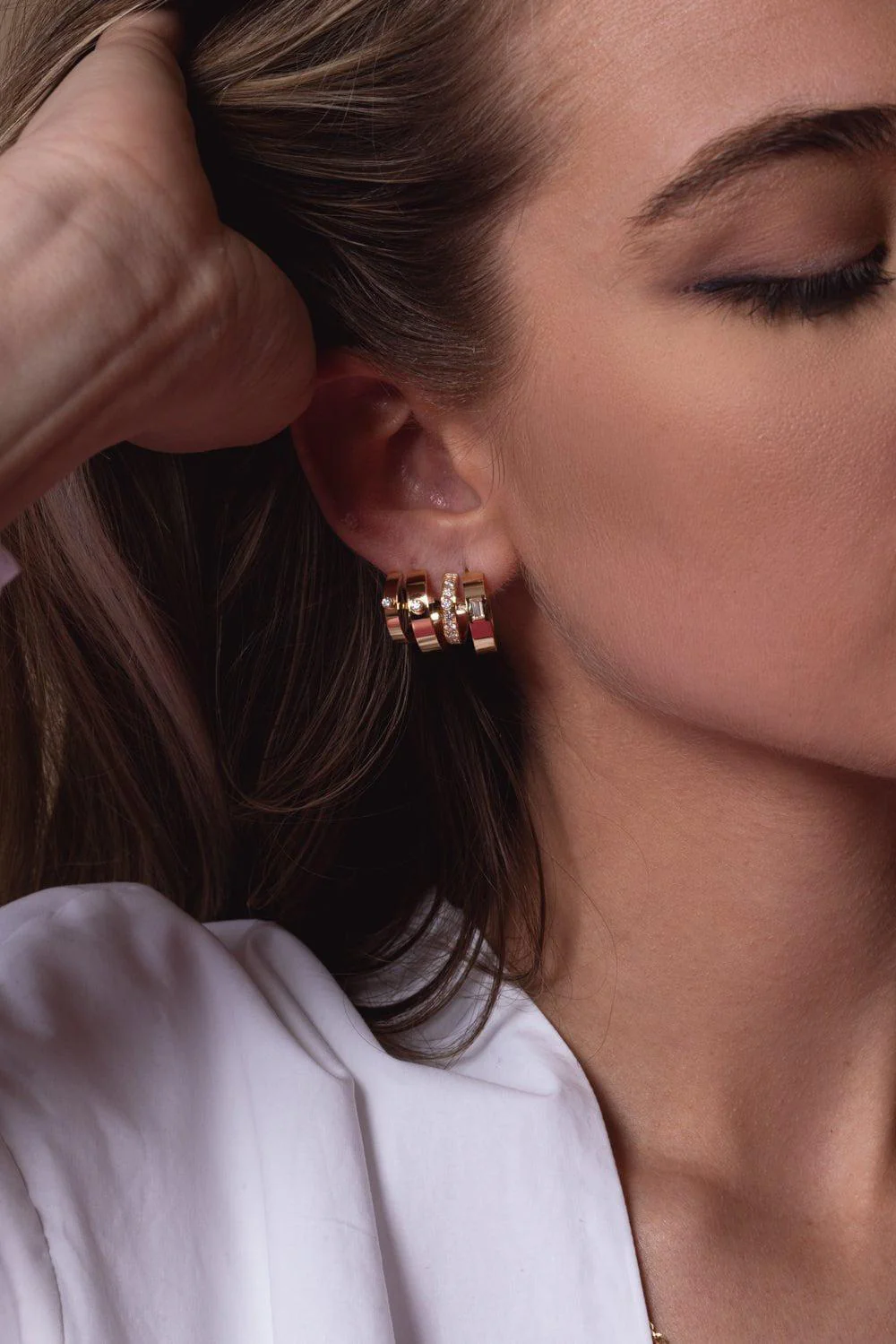 Dinner Date Mood Hoop Earrings - White Gold - Image 5