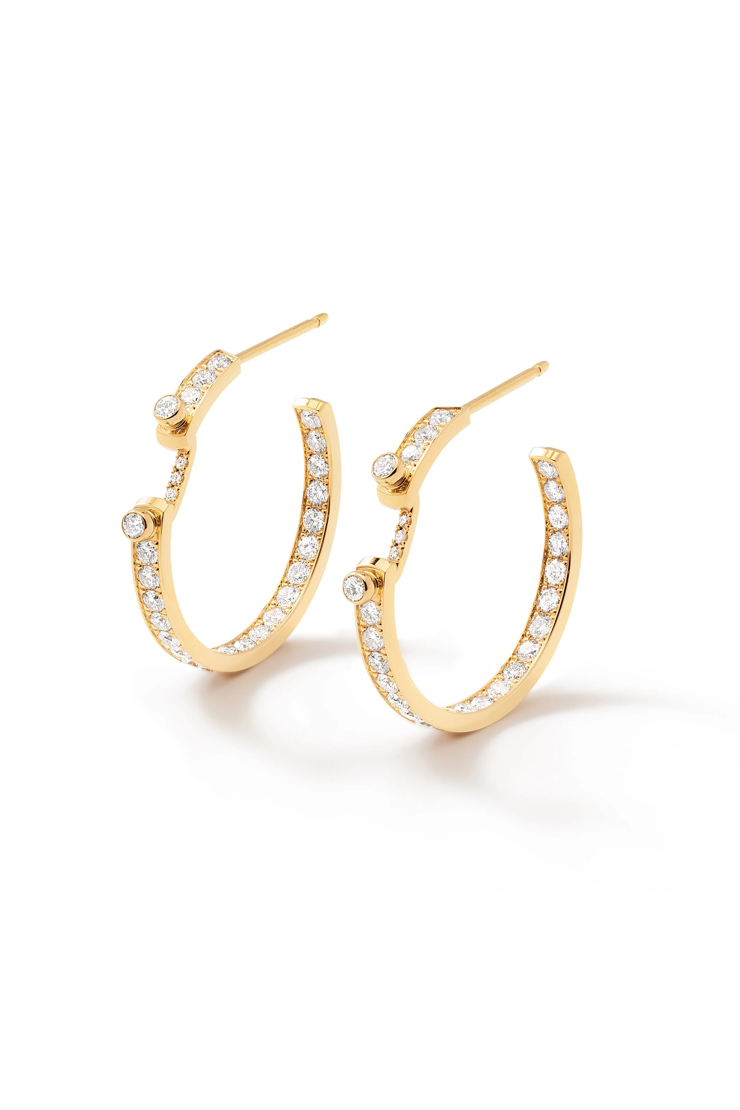 Eternity Tuxedo Mood Hoop Earrings - Yellow Gold