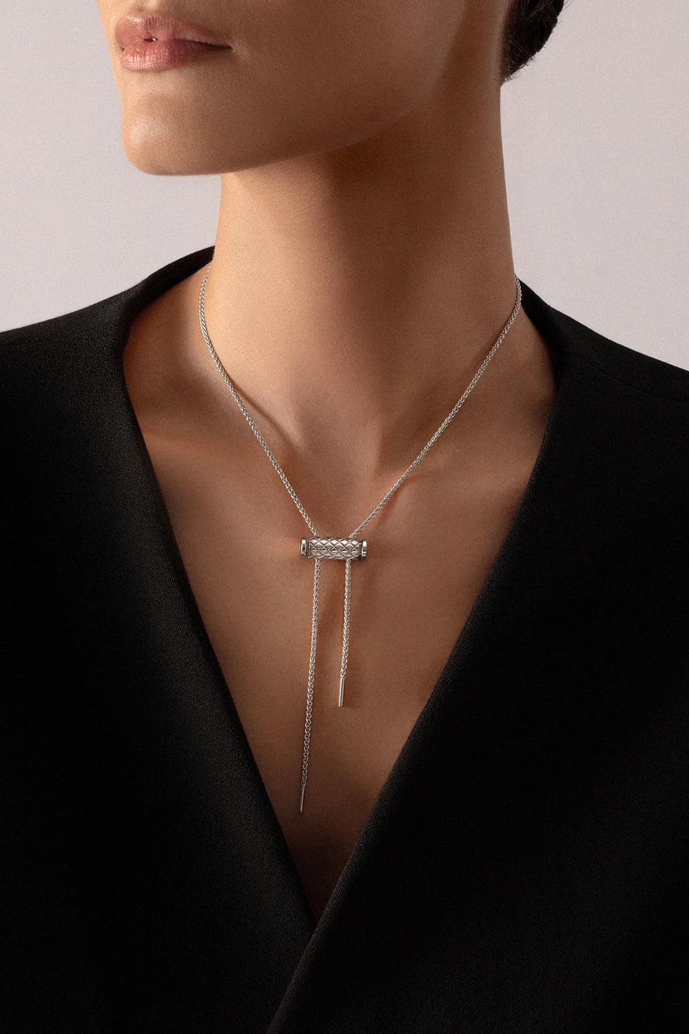 MM Latch Chain Necklace - White Gold - Image 2