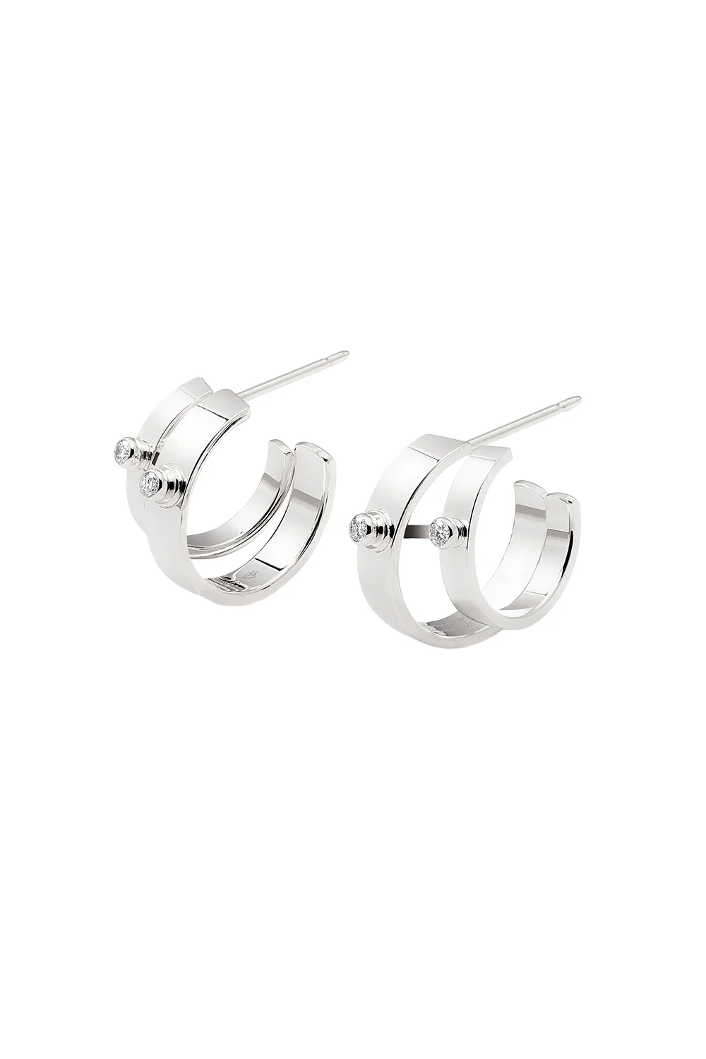 Monday Morning Mood Double Hoop Earrings - White Gold