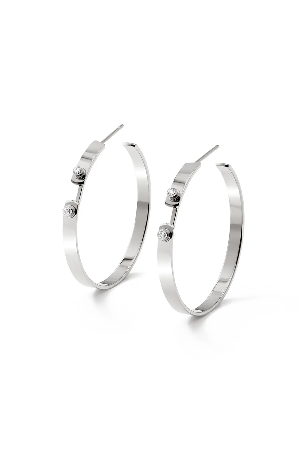 Monday Morning Mood Hoop Earrings - White Gold